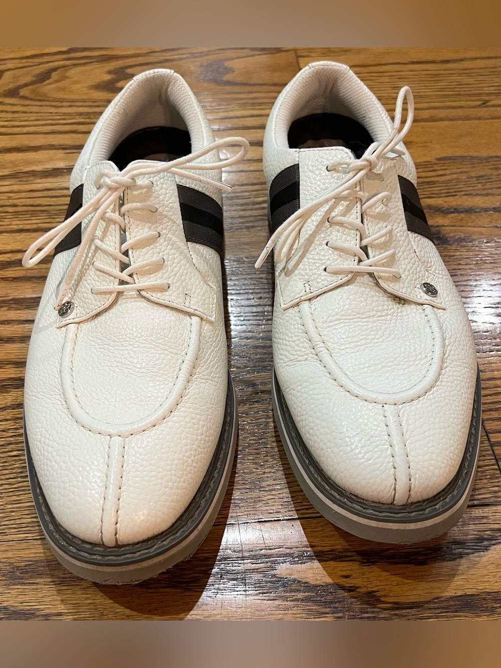 G/FORE Men’s Leather Grosgrain Gallivanter Spikeless Golf Shoes Sz 12 White Grey - Picture 2 of 14